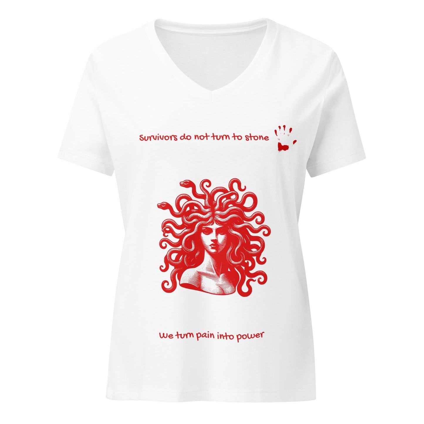 Medusa Survivor - Womens relaxed v-neck t-shirt