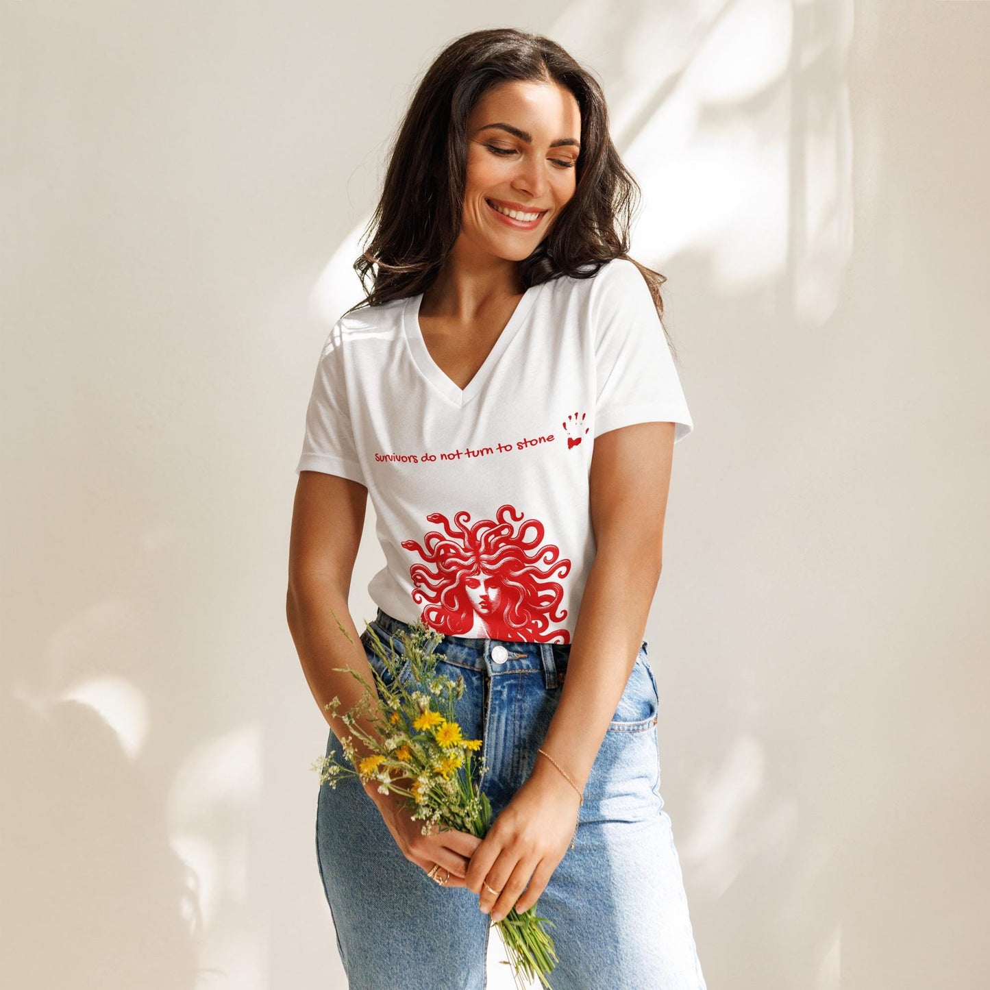 Medusa Survivor - Womens relaxed v-neck t-shirt