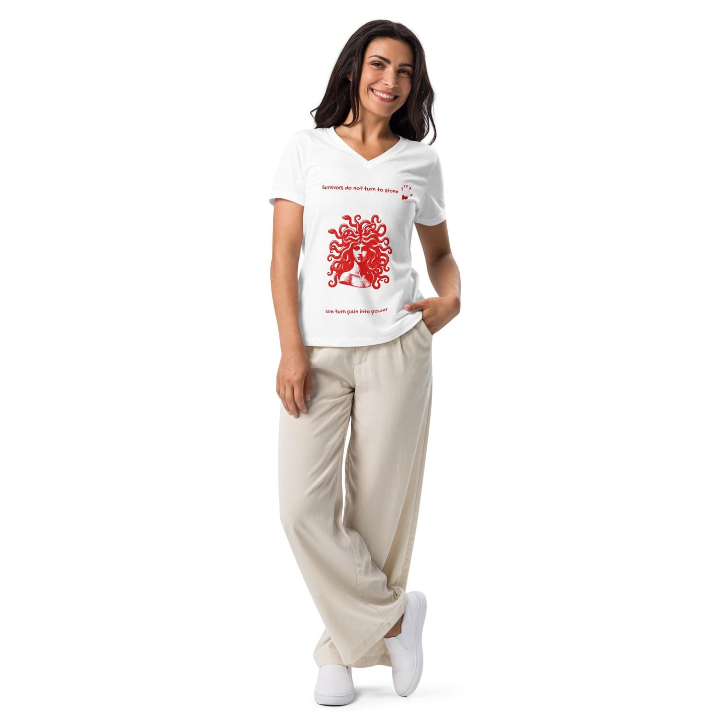 Medusa Survivor - Womens relaxed v-neck t-shirt