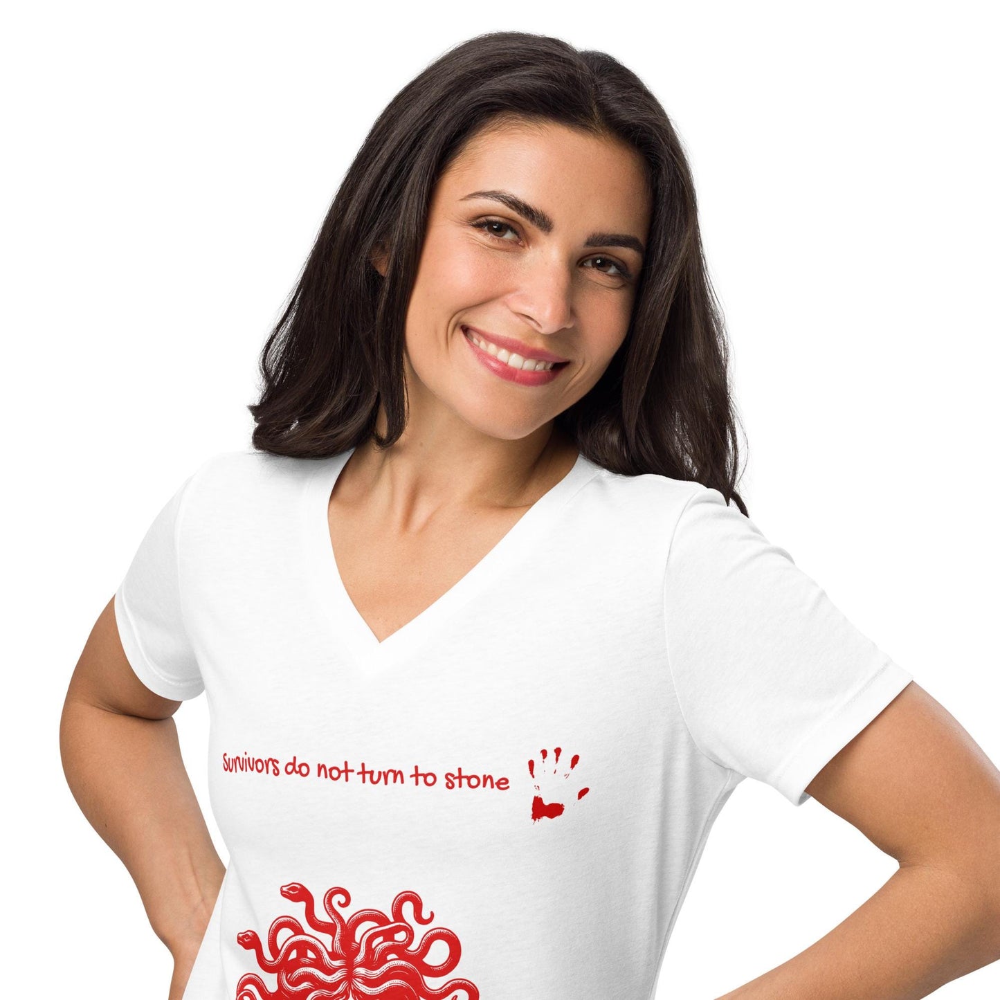 Medusa Survivor - Womens relaxed v-neck t-shirt