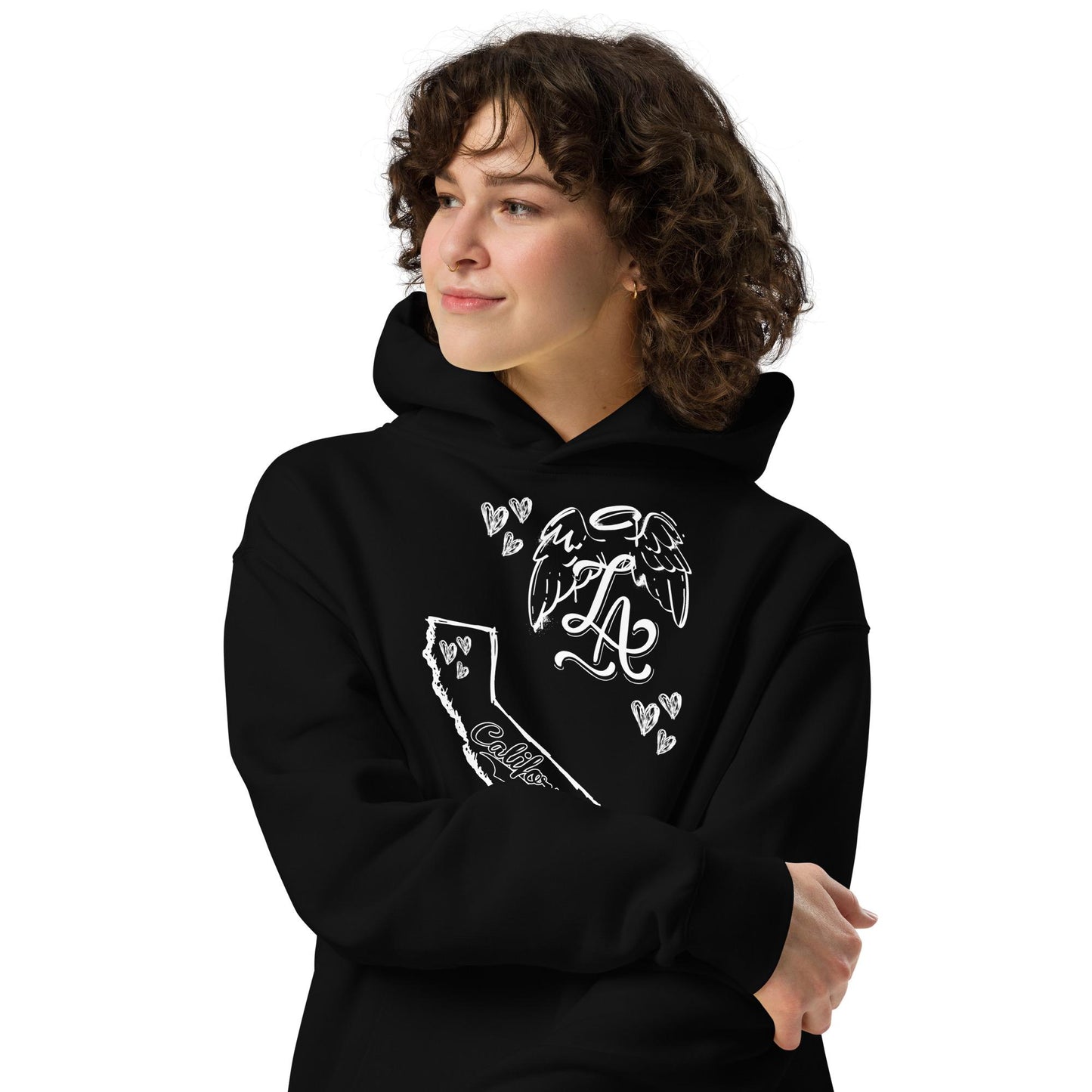 White LA Unisex oversized hoodie